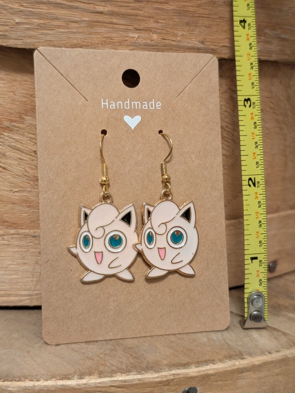Anime Pokemon Jigglypuff Enamel Metal Earrings NEW